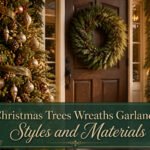 Various Christmas wreaths and garlands displayed together.