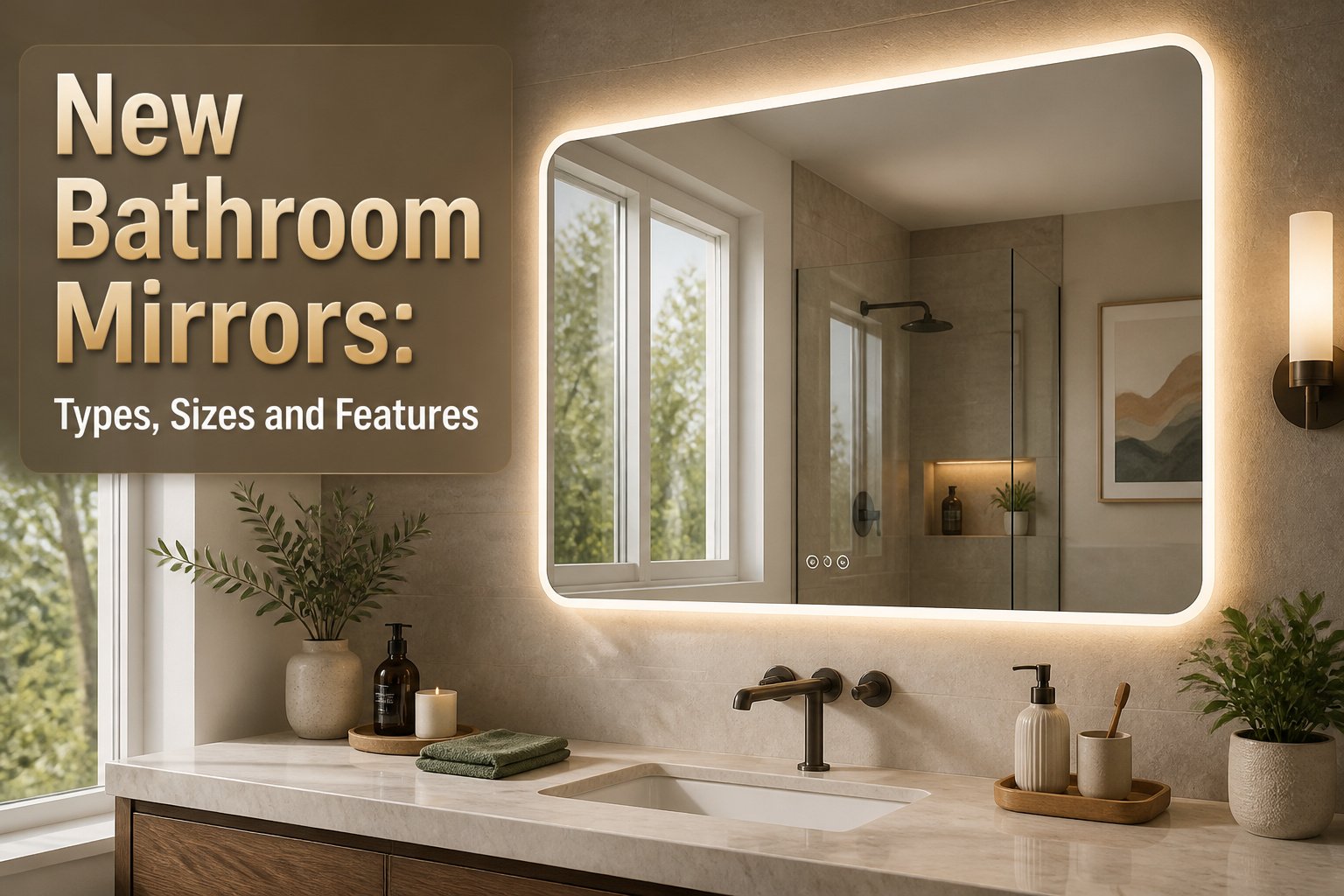 A variety of contemporary bathroom mirrors displayed in different styles and shapes.