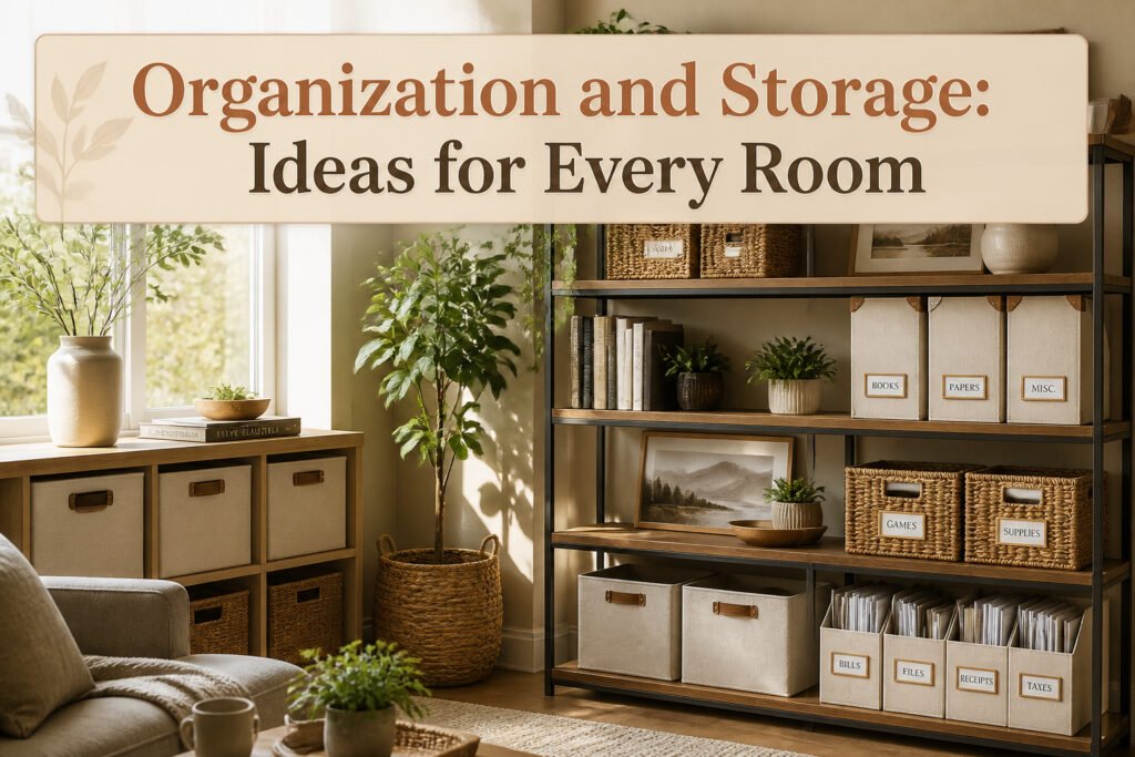 A stylishly organized home featuring various storage solutions.