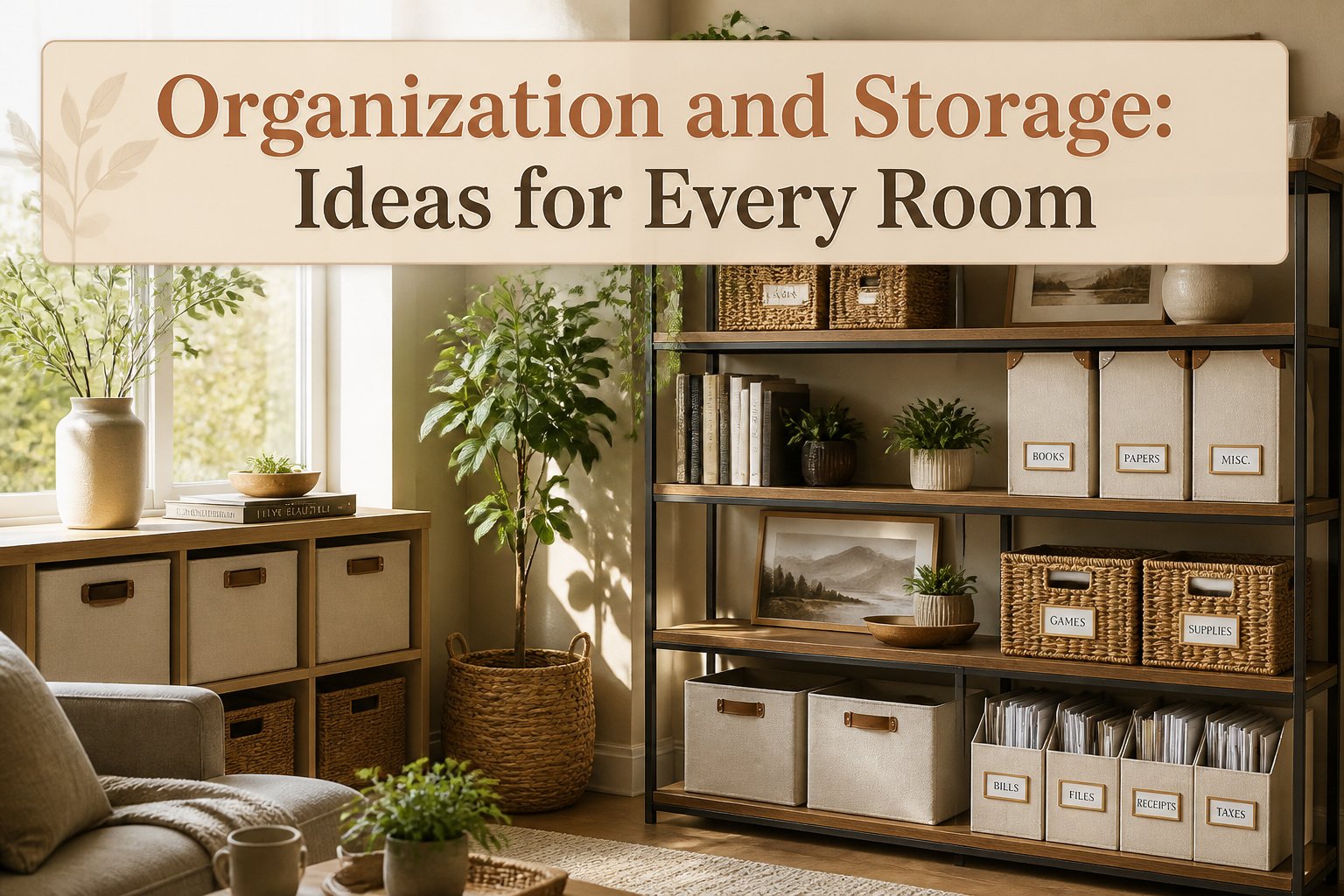 A stylishly organized home featuring various storage solutions.