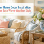 A collection of summer home decor items arranged on a table.